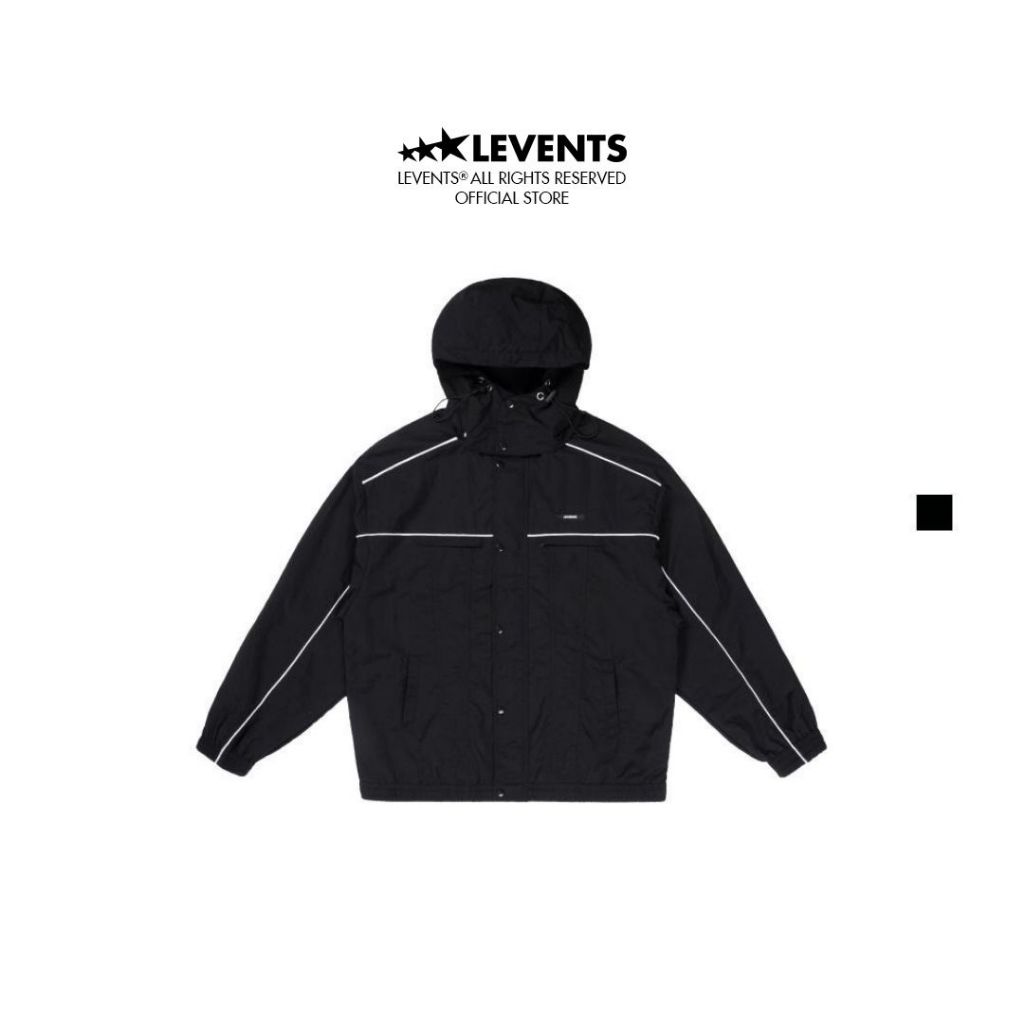  Áo Khoác Levents Classic Wrinkle Nylon Line Hood Jacket  Black Chất Dù Unisex Oversized 