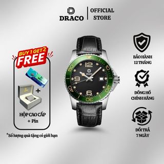 Đồng hồ Nam - Thương hiệu Việt DRACO D24-HV013 "HEAVEN" Đen dây da đen, dây da cao cấp, thời trang
