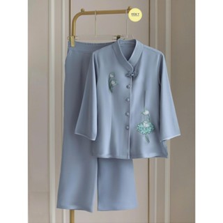  DL34 LAM  Họa Y Pháp Phục  Đồ Lam Đi Chùa Top Quần Áo Thời Trang Cho Phật Tử Nữ đủ size 