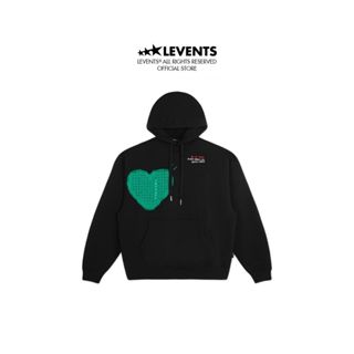 Áo Hoodie Levents Green Heart/ Black Chất Nỉ Chân Cua Unisex Oversized