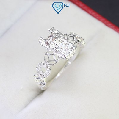 Nhẫn nữ bạc 925 kim tiền hình rồng đính đá sang trọng NN0439 - Trang Sức TNJ