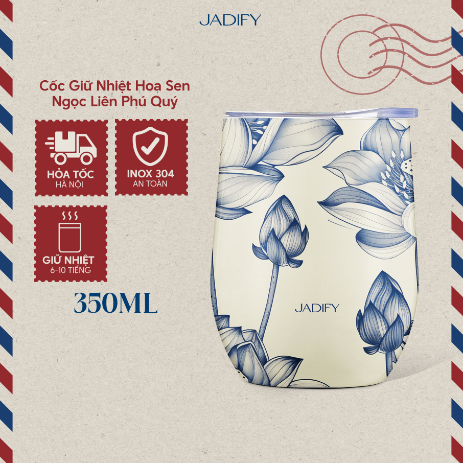 Cốc Giữ Nhiệt Hoa Sen - Ngọc Liên Phú Quý - Eggy Cup Blooming Lotus – 350ml - Jadify