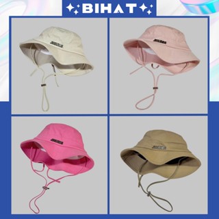 Mũ tai bèo chống nắng có dây nơ sau siêu xinh, mạc sắt chữ JAC.QUE, Nón bucket tai bèo MU494