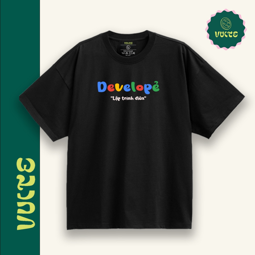 Áo thun đen/trắng "Developẻ"–Tôi không điên... tôi chỉ là đang fix bug lúc 3h sáng. áo 100% cotton.