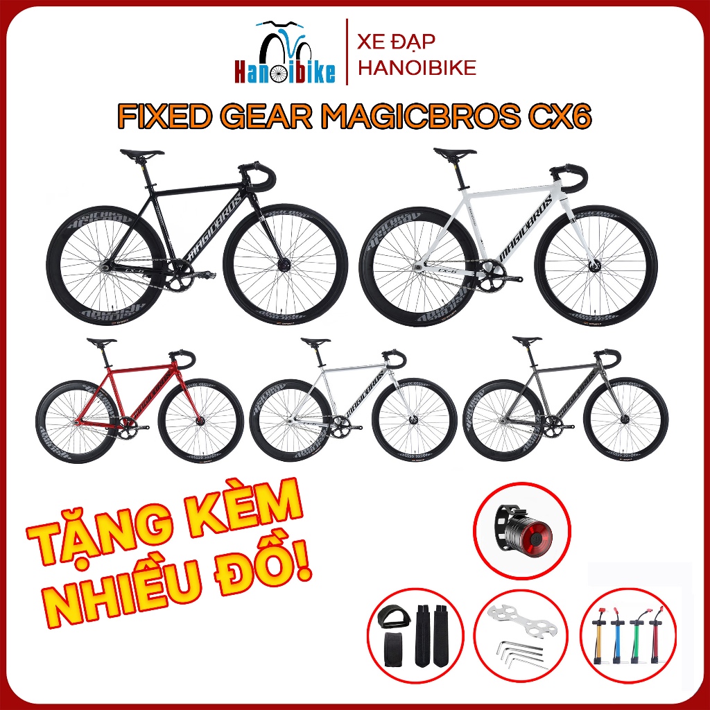 Xe đạp Fixed Gear Magicbros CX6 khung nhôm tặng kèm nhiều phụ kiện