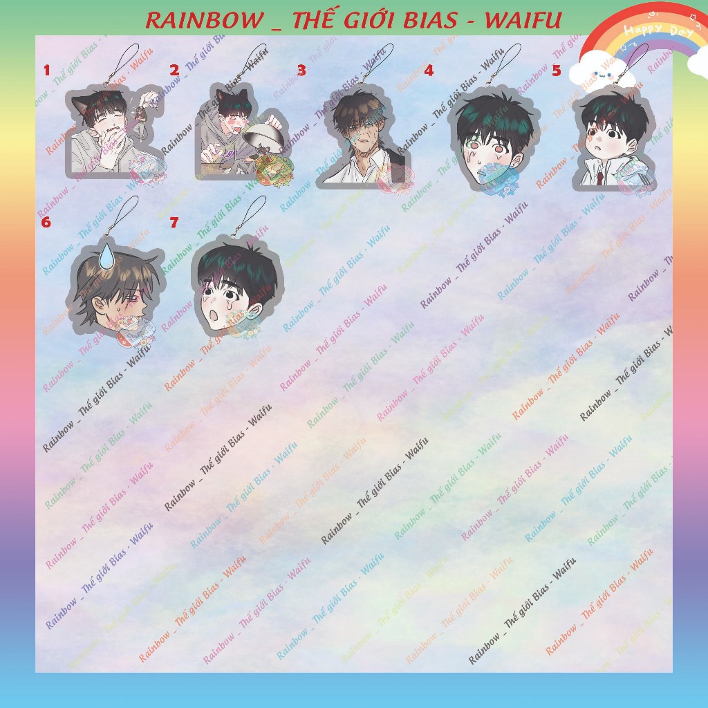 Dây treo điện thoại mica After a meal, popsocket acrylic Ăn xong rồi chill manhwa bl