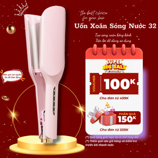  Máy Uốn Tóc Hippie Trục Uốn 32mm Máy Dập Xoăn Sóng Lơi Rãnh Sâu Thiết Kế Cao Cấp Chất Liệu Gốm Sứ Ion Âm 