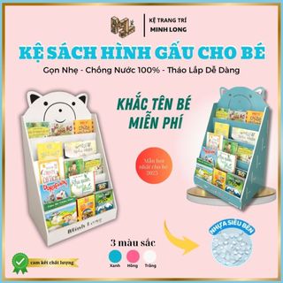 Kệ sách hình Gấu – Kệ gỗ đa năng để đồ, đựng sách, tháo lắp dễ dàng cho bé,3 màu dễ thương-Minh Long