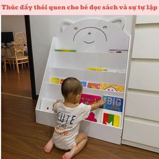Kệ sách hình Gấu – Kệ gỗ đa năng để đồ, đựng sách, tháo lắp dễ dàng cho bé,3 màu dễ thương-Minh Long