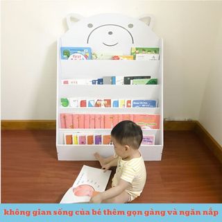 Kệ sách hình Gấu – Kệ gỗ đa năng để đồ, đựng sách, tháo lắp dễ dàng cho bé,3 màu dễ thương-Minh Long