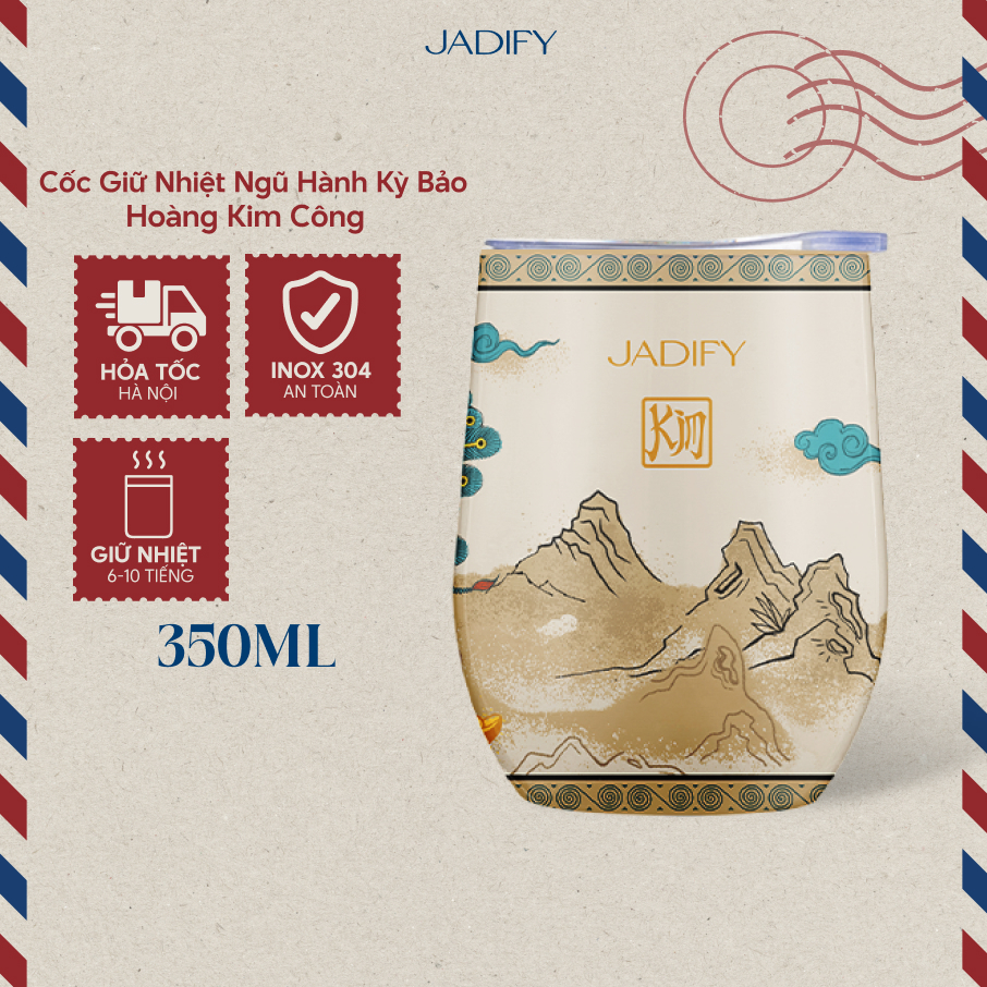 Cốc Giữ Nhiệt Ngũ Hành Kỳ Bảo - Hoàng Kim Công - Eggy Cup Golden Peacock – 350ml -Jadify
