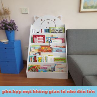Kệ sách hình Gấu – Kệ gỗ đa năng để đồ, đựng sách, tháo lắp dễ dàng cho bé,3 màu dễ thương-Minh Long