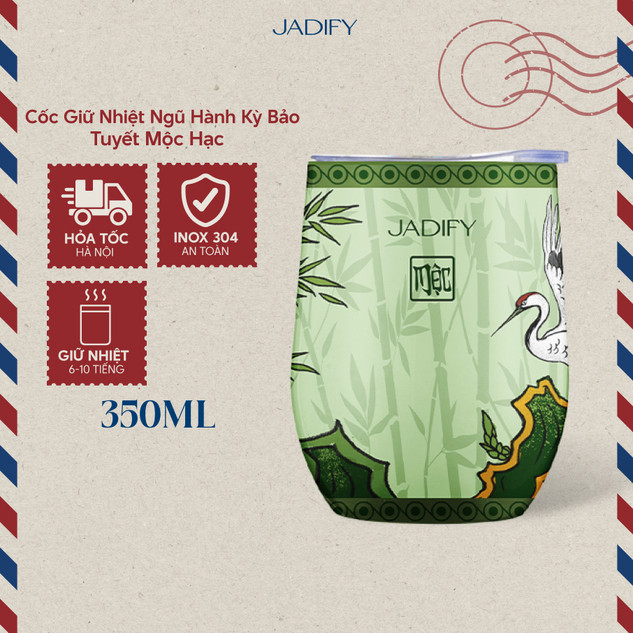 Cốc Giữ Nhiệt Ngũ Hành Kỳ Bảo - Tuyết Mộc Hạc - Eggy Cup Snowy Crane Wood – 350ml -Jadify