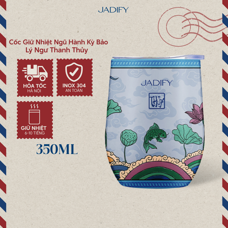 Cốc Giữ Nhiệt Ngũ Hành Kỳ Bảo - Lý Ngư Thanh Thủy - Eggy Cup Azure Carp – 350ml - Jadify
