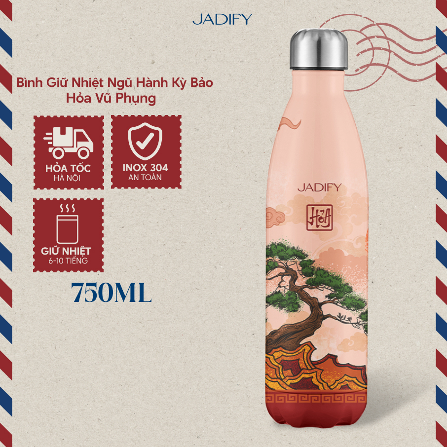 Bình Giữ Nhiệt Ngũ Hành Kỳ Bảo - Hỏa Vũ Phụng – Wavy Bottle Blazing Phoenix - 750ml - Jadify