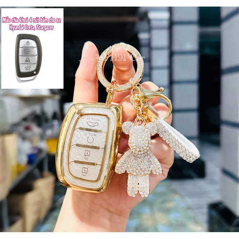 (4 Nút Mở Cốp cuối) Ốp Chìa Khoá HUYNHĐAI  Creta 2022,  Stargazer 2022 2024