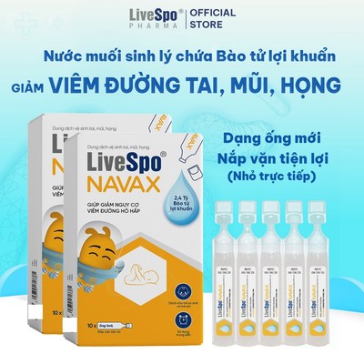 Combo 2 Hộp nhỏ mũi cho trẻ giúp giảm nghẹt mũi, viêm mũi LiveSpo Navax sơ sinh - Hộp 10 ống x 4ml