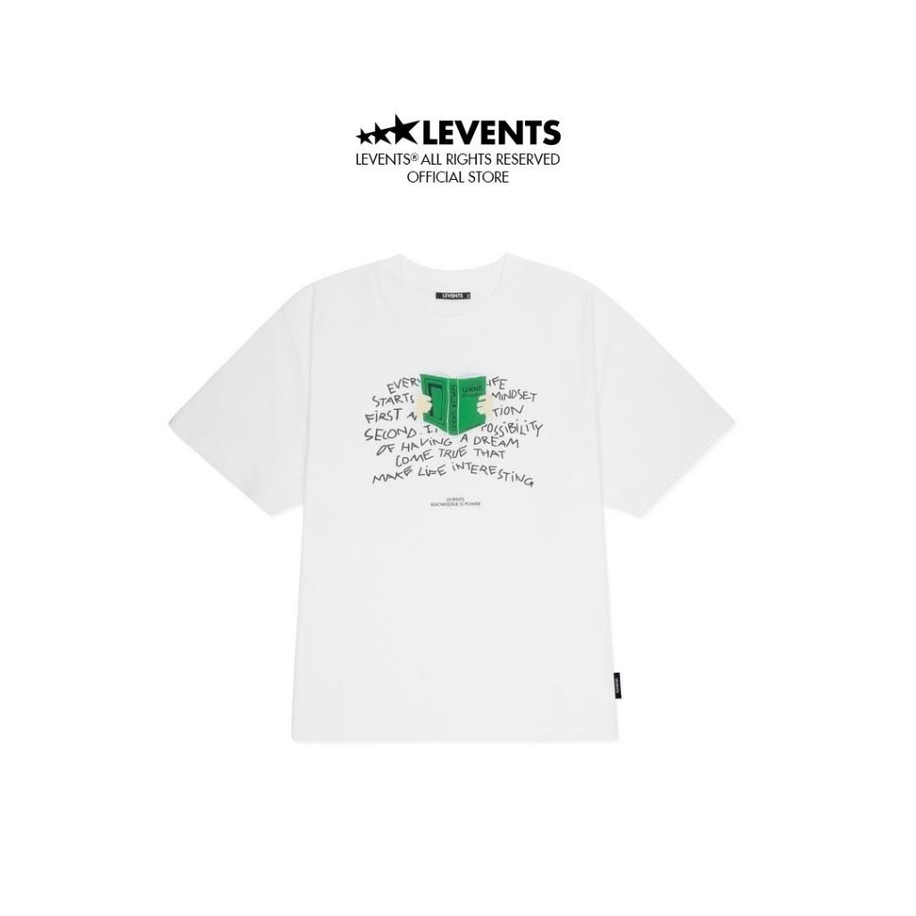 Áo thun Boxy Levents Book/ White Tee 100% Cotton T-shirt Unisex