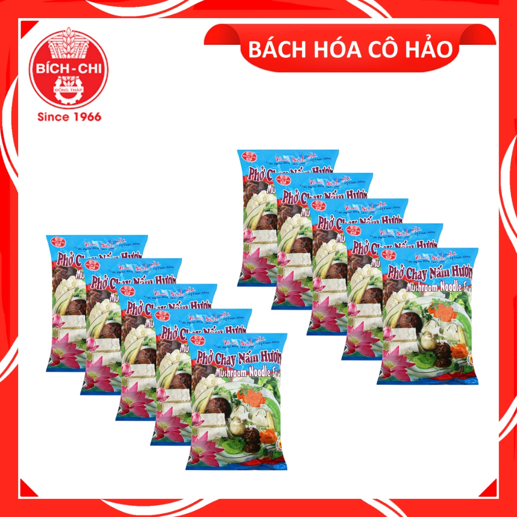 COMBO 10 GÓI PHỞ CHAY NẤM HƯƠNG MUSHROOM NOODLE SOUP BÍCH CHI