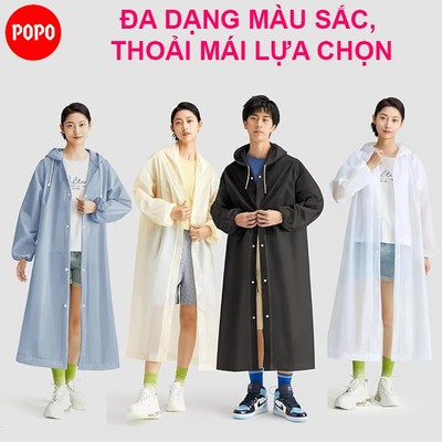 Áo mưa POPO chất liệu EVA có khóa bấm, dùng 1 lần gấp gọn tiện mang theo