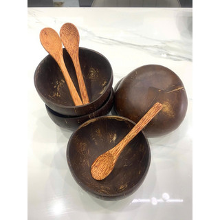  combo chén gáo dừa + muỗng dừa   12-13cm   