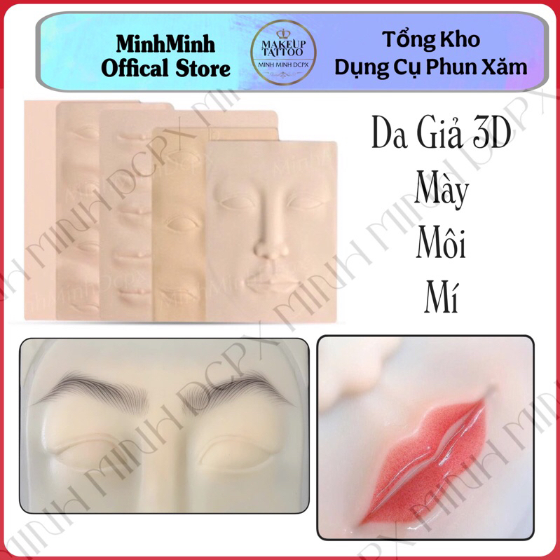 Da giả 3D Mặt - 3D Mí - 3D Môi, Da Giả 3D Tập Phun Xăm Mày Môi Mí