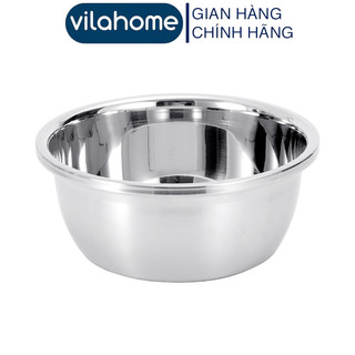 Thau Inox 32cm Vilahome Chậu Sâu Lòng Viền Bo Tròn Dùng Trộn Bột Đựng Rửa Rau Củ Quả 