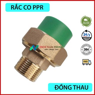 Rắc co ren ngoài PPR,  ren bằng vật liệu đồng thau phi 20, 25,32