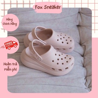   Auth  Dép Sục Cross Crush Classic Clog Nữ Màu Hồng Đế Cao 7cm - Fox Sneaker 