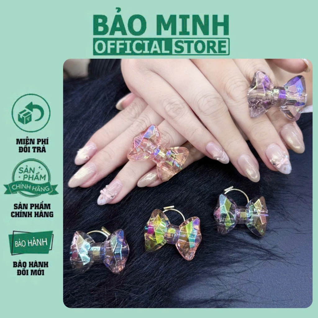 Nhẫn Chụp Ảnh Mẫu Nail Tay - Phụ Kiện Chụp Ảnh Nail Tay - Nhẫn Pha Lê Galaxy Hình - Nhẫn Hình Nơ Chụ