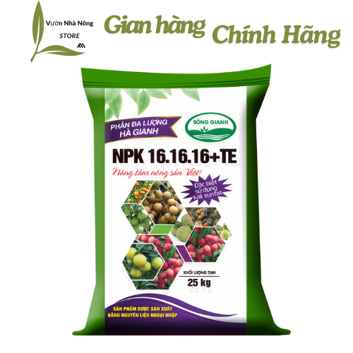 Phân Bón Tan Chậm NPK 16-16-16 + TE 1KG Vàng Thái Lan – Cây Cảnh, Rau Màu, Cây Ăn Trái