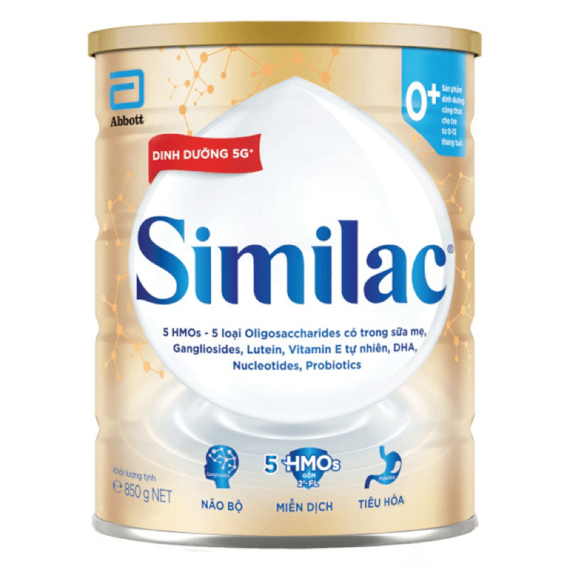 Sữa bột Similac 5G 0+ 850g (từ 0–12 tháng)