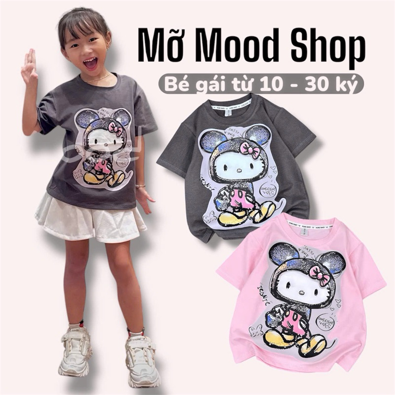 Áo xinh cho bé gái, Áo thun cho bé gái- Áo phông in hình Thỏ gấu cho bé gái