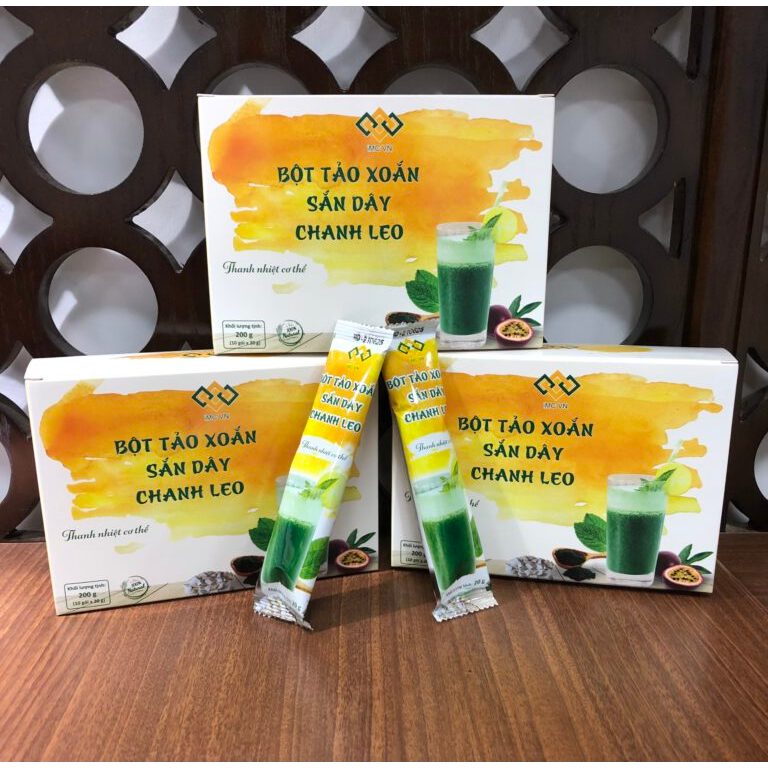Bột tảo xoắn sắn dây chanh leo hộp 10 gói VIGOR chính hãng