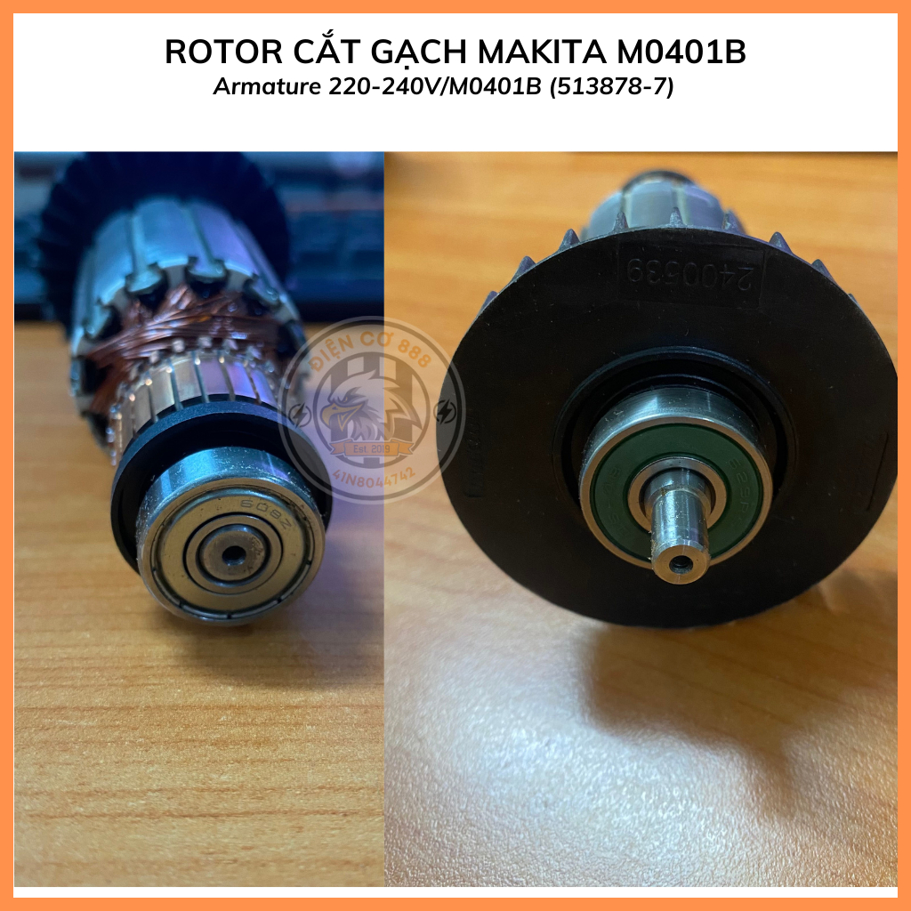 Rotor MÁY cắt gạch Makita M0401B, MT40 (513878-7) 220V - Tặng chổi than