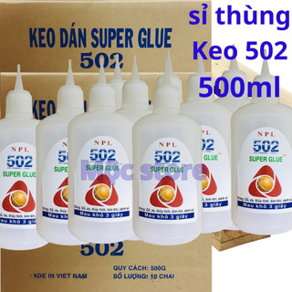 Sỉ thùng keo 502 500ml, keo con voi chai lớn chuyên dán gỗ, dán sành sứ thủy tinh, thủy sinh, lồng chim keo  ngành mộc