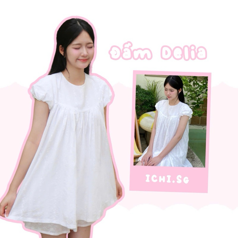 Delia dress - đầm babydoll tay phồng - ICHI.SG