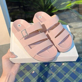  Dép Nữ 3 quai ngang L06 da lộn cao 3cm đế su nhẹ chân mềm êm trẻ trung năng động 