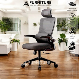  Ghế Công Thái Học 418 – Tựa Đầu 2 Lưng Đệm Lưới Đỡ Cột Sống Tay Ghế Điều Chỉnh | Nội Thất Anh Hoàng 