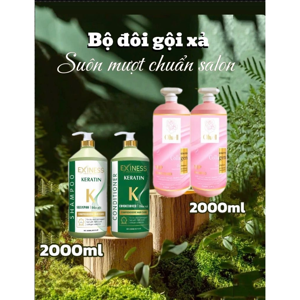 (Auth) Dầu gội xả Exiness k  Keratin hương thơm nước hoa 2000ml sỉ salon spa