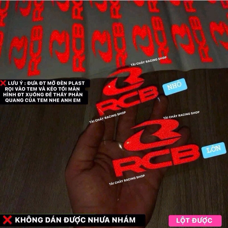 TEM PHẢN QUANG RCB LỘT ĐƯỢC DÁN MỌI VI TRÍ ( 1 MIẾNG )