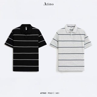 Áo Polo Nam kẻ sọc ngang ATINO Chất Vải Cotton Form Regular L.2.3451