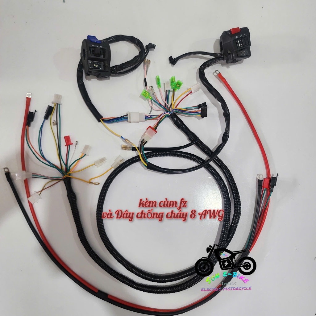 Bộ Dây Điện Tổng Xe 133S  Kèm Cùm FZ V2 Giắc Cắm vừa ic Votol Có giắc Đổi Nguồn
