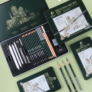   DaVinci  Bộ dụng cụ vẽ truyền thần chân dung hộp thiếc 10 19 27 món 