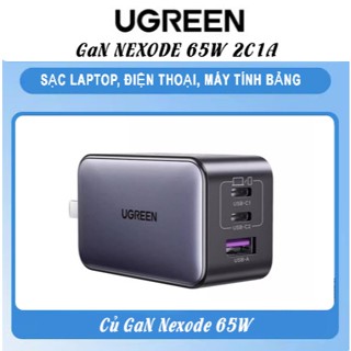 Bộ sạc Ugreen GaN 65W USB-C USB-A Sạc Nhanh Nhiều Cổng