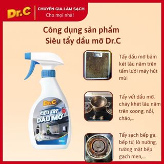 Siêu tẩy dầu mỡ đa năng Dr.C 500ml, tẩy sạch dầu mỡ bếp từ, nồi chiên lưới lọc máy hút mùi, Chính Hãng Dr.C