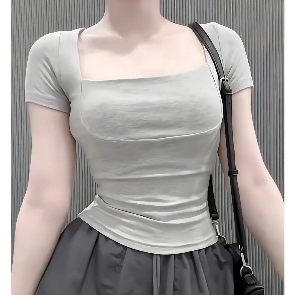 Áo Thun Nữ ôm cổ vuông viền ngực BYJANE-222 | BigBuy360 - bigbuy360.vn