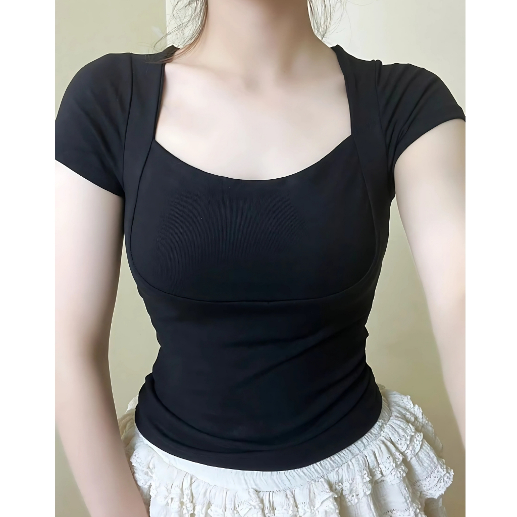 Áo Thun Nữ ôm cổ vuông viền ngực BYJANE-222 | BigBuy360 - bigbuy360.vn