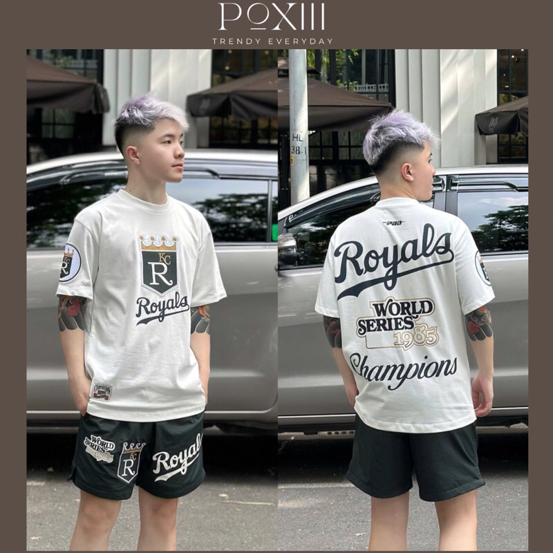 Bộ Quần Áo Cộc Tay Royals Hình Thêu Mix In Quần Gió Đen Kèm Lưới Form Chuẩn SC - Set Cộc Nam Nữ Vải 