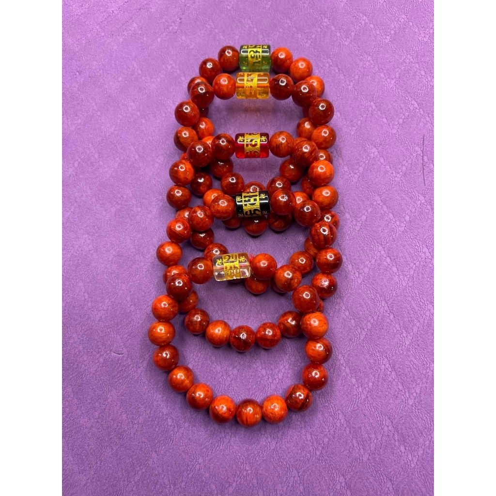 vòng tay gỗ huyết long mix đá ommani giá sỉ